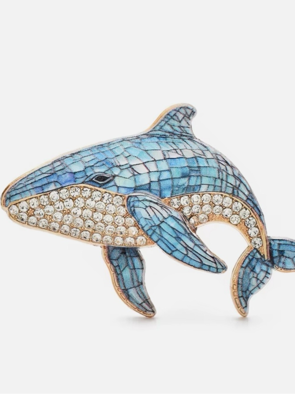Blue Dolphin Crystal Enamel Brooch - Women Jewelry